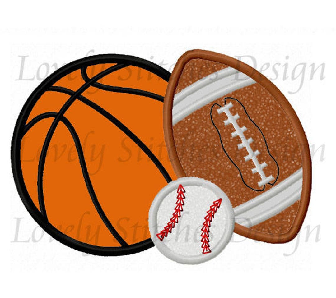 Sport Basketball Football Basketball Applique Machine Embroidery Design ...