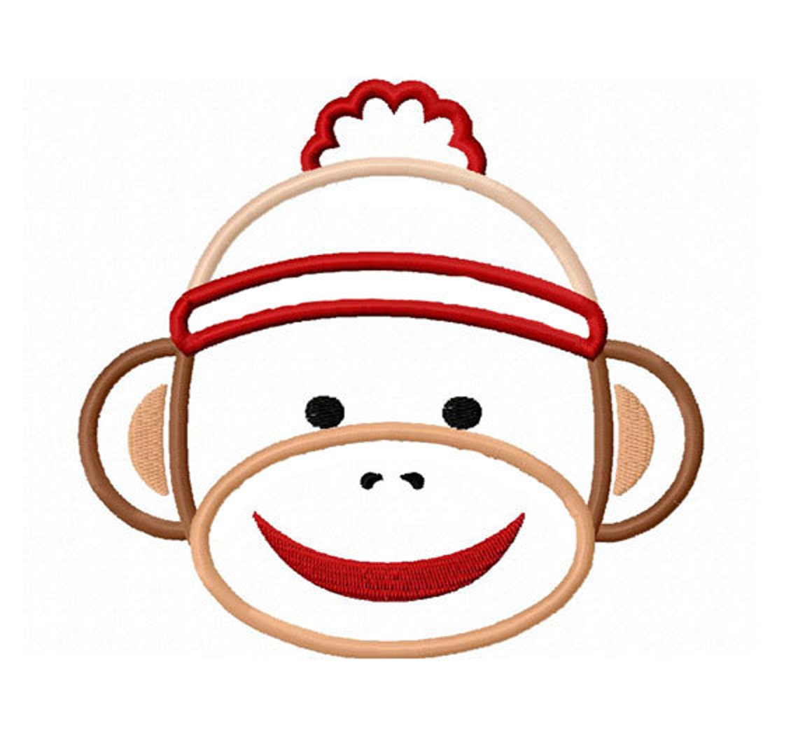 Sock Monkey Applique Machine Embroidery Design NO0159 Etsy