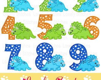 Dinosaur Numbers Applique,Dinosaur Embroidery,Birthday Dinosaur Applique,Machine Embroidery Design,Embroidery File