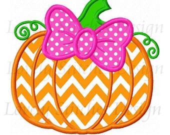 Thanksgiving Pumpkin with bowknot  Applique Machine Embroidery Design NO:0570