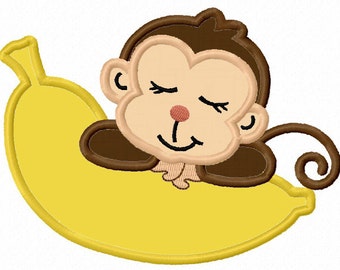 Sleep Monkey Applique Machine Embroidery Design NO:0018