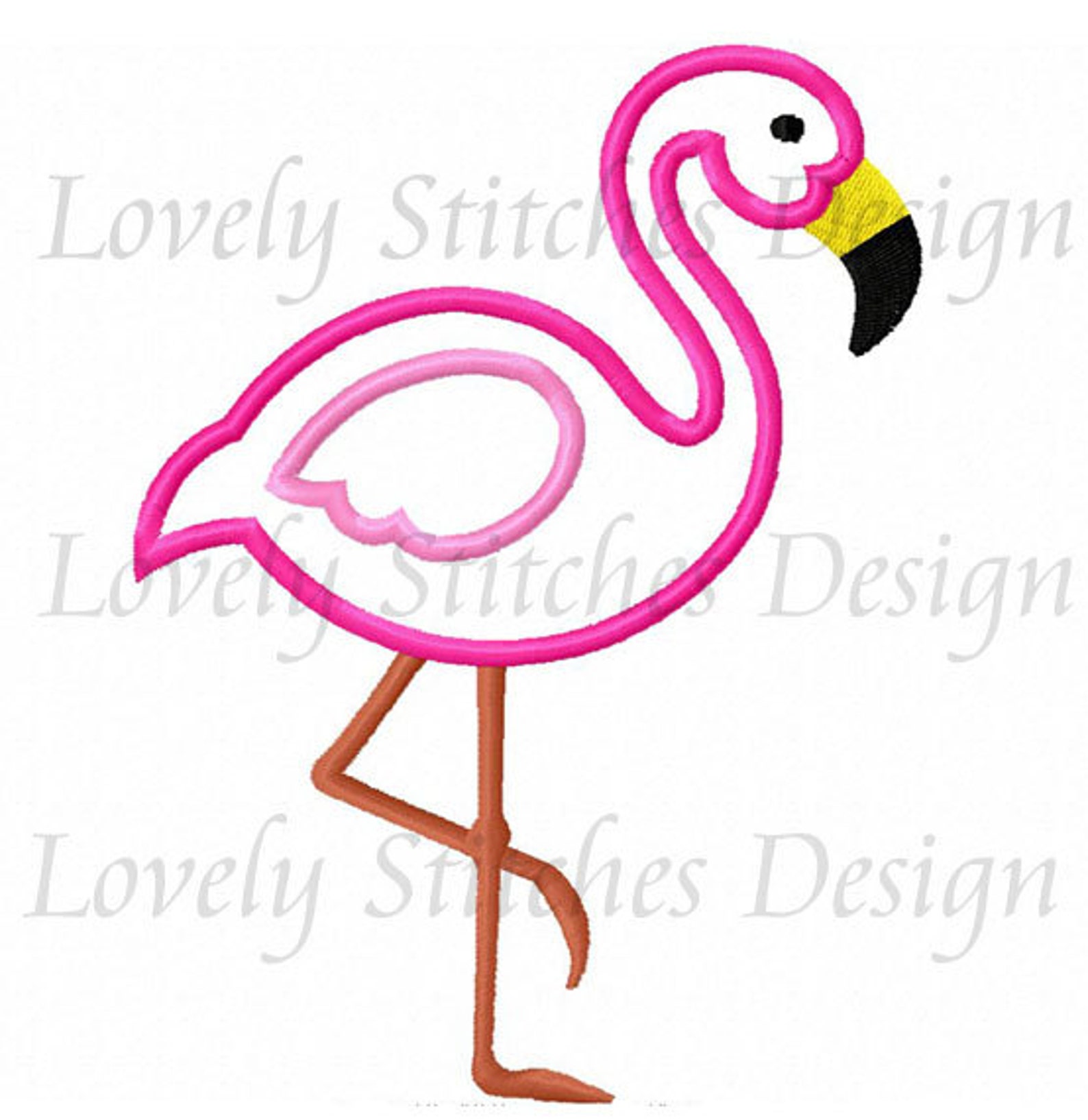 Flamingo Applique Machine Embroidery Design NO0593 Etsy