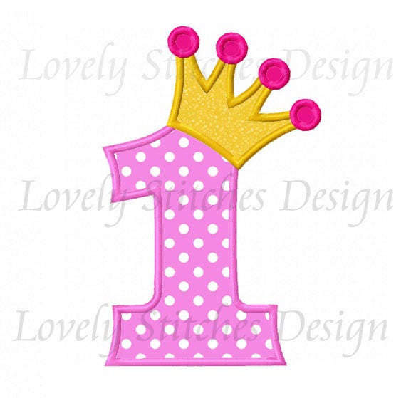 Crown Number 1 Applique Machine Embroidery Design NO:0608 | Etsy