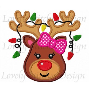 Reindeer for girls Applique Machine Embroidery Design NO:1847