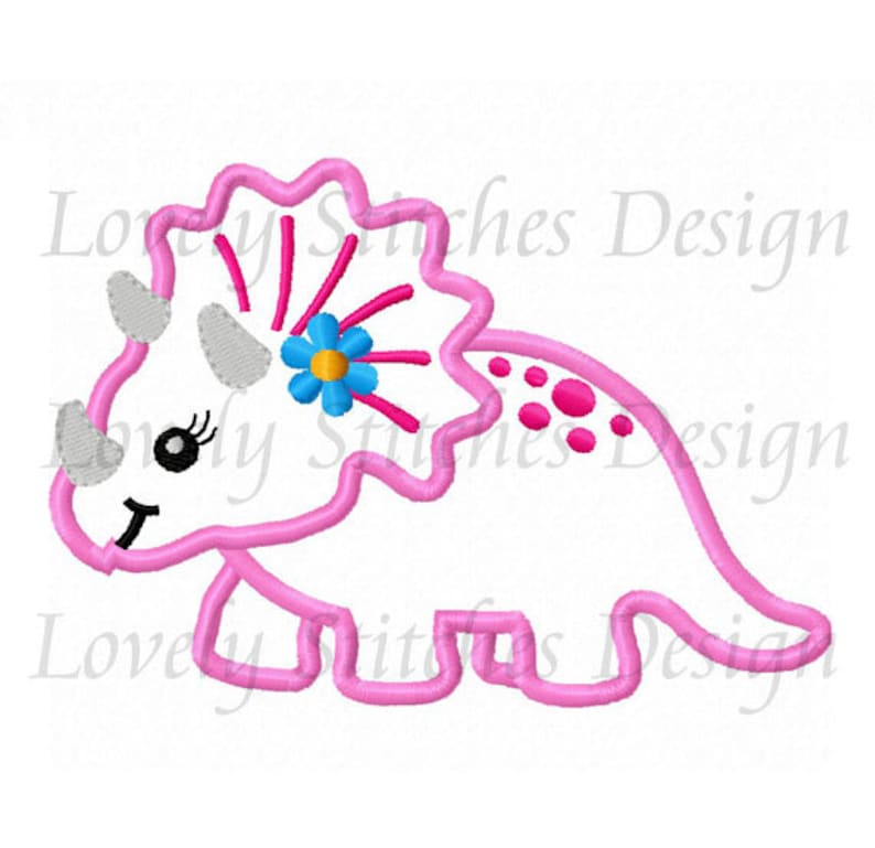 Girl Dinosaur Applique Machine Embroidery Design NO0516 Etsy Canada
