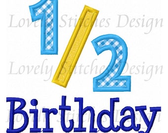 1/ 2 Birthday Applique Machine Embroidery Design NO:0463