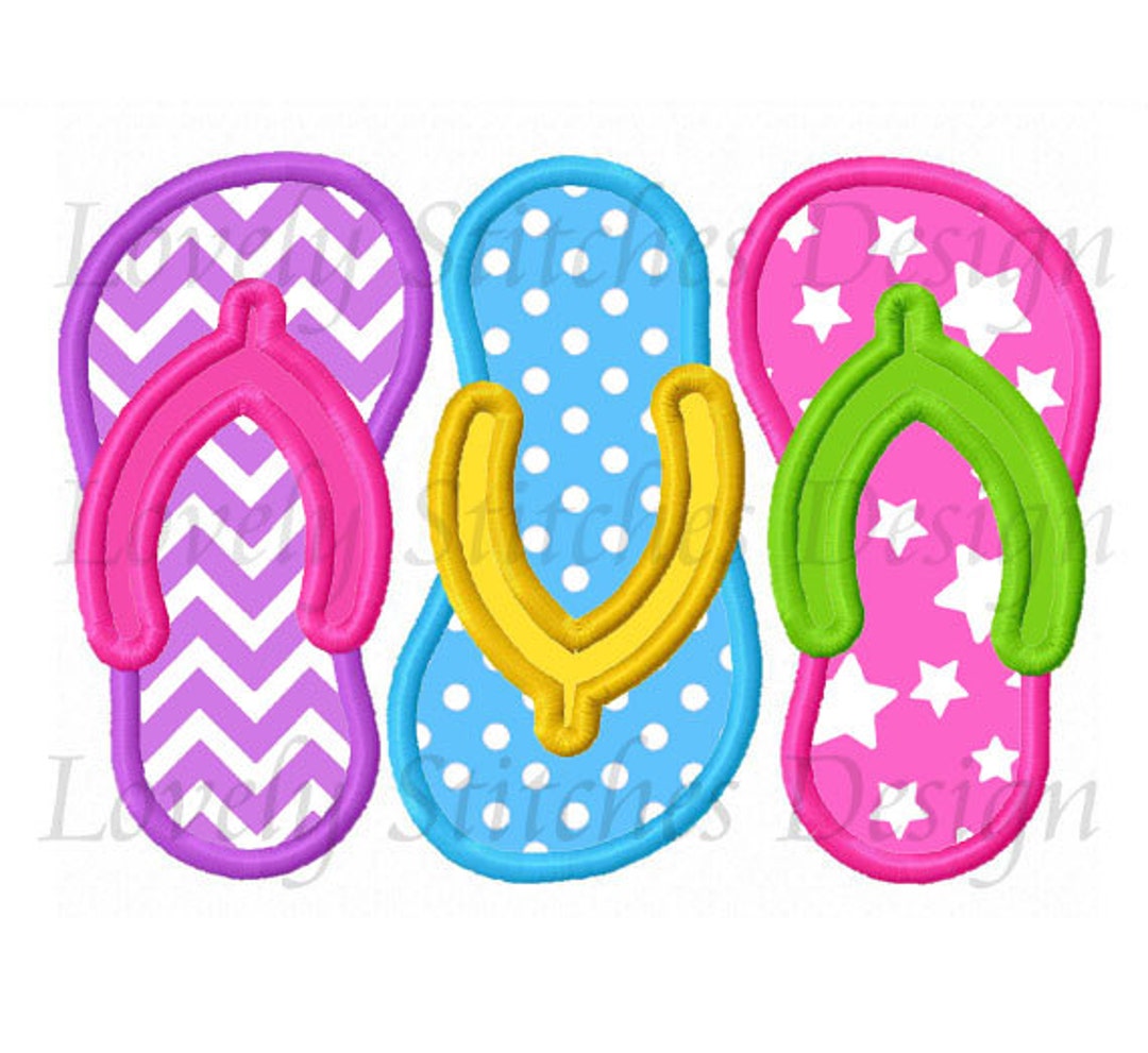 Flip Flop Appliquesummer Embroidery Designmachine Embroidery - Etsy