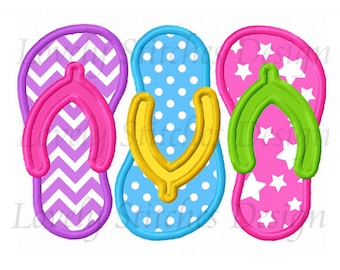Flip Flop Applique,Summer Embroidery Design,Machine Embroidery Design NO:0549