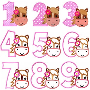 Horse Face Applique,Number 1-9 Applique,Horse Embroidery,Machine Embroidery Design NO:0566