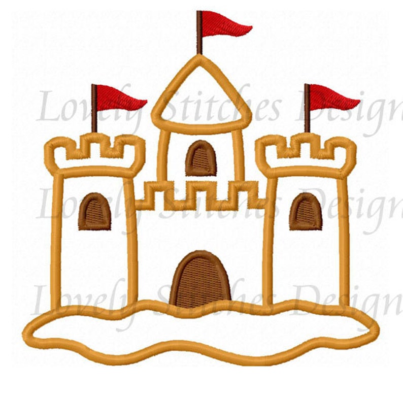 Sand castle applique machine embroidery design no0546  etsy Sand castle applique machine embroidery design no0546  etsy