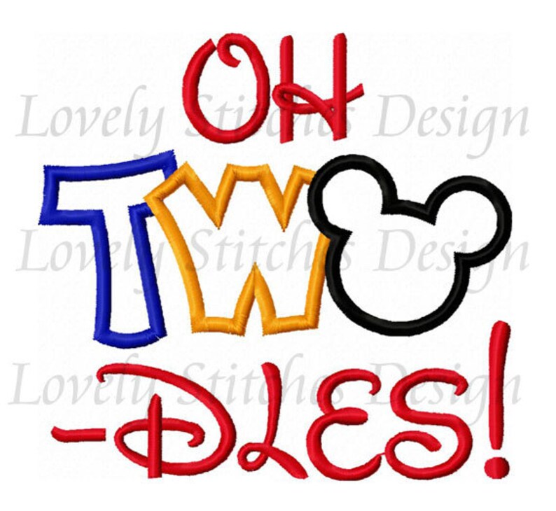 OH TWO Dles Mickey Applique Machine Embroidery Design NO0526 Etsy
