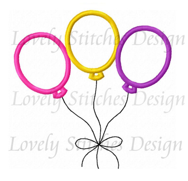 Three Balloons Applique Machine Embroidery Design NO0319 Etsy