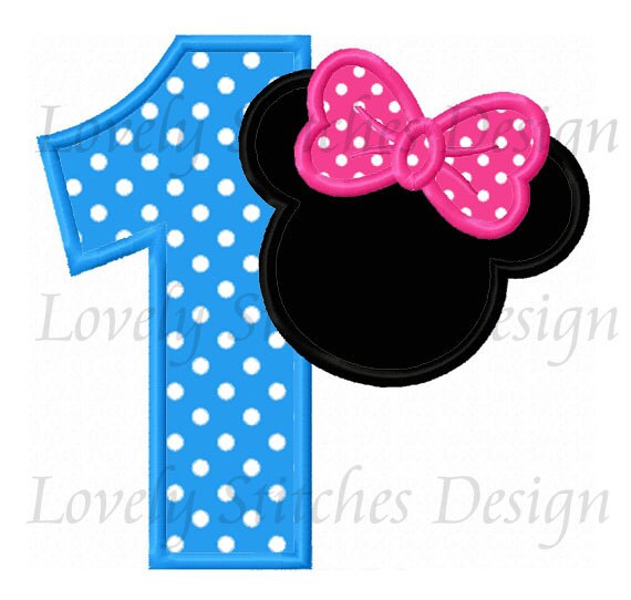 minnie mouse number 1 applique machine embroidery design etsy