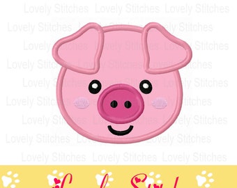 Schwein Applikation, Tier Applikation, Schwein Gesicht Applikation, Schwein Stickdatei, Maschine Stickerei Design No:2060