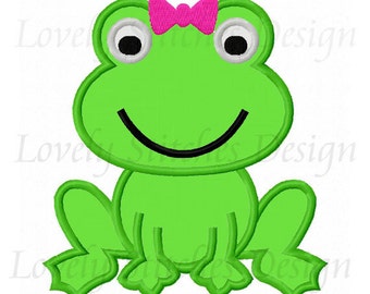 Girl Frog Applique Machine Embroidery Design NO:0595