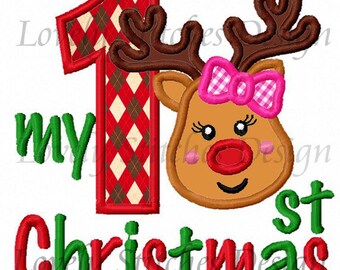 My 1st Christmas For Girls Applique Machine Embroidery Design NO:0281