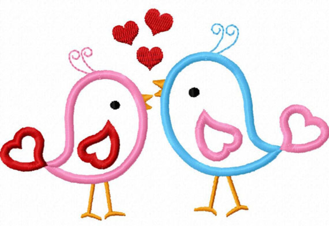 Valentine's Day Embroidery Designs
 Valentine s Day Birds Applique Machine Embroidery Deisgn Etsy