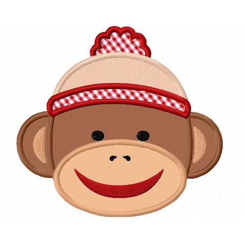 Monkey Applique Machine Embroidery Design Digital Pattern Etsy