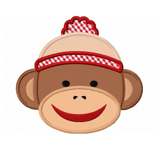 Sock Monkey Applique Machine Embroidery Design NO:0159