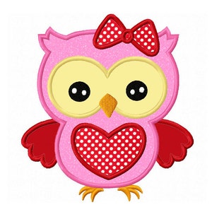 Valentines Day Embroidery,Owl Applique,Owl Embroidery,Machine Embroidery Design NO:0122
