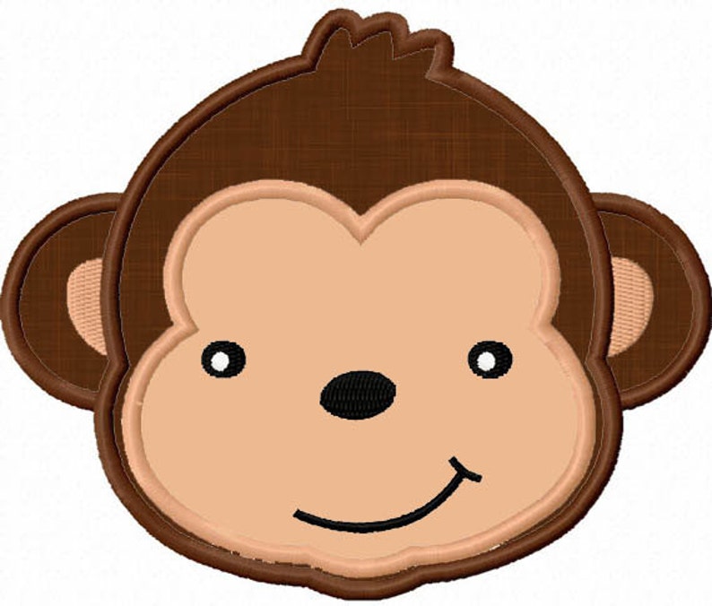 Monkey Applique Machine Embroidery Deisgn NO0004 Etsy