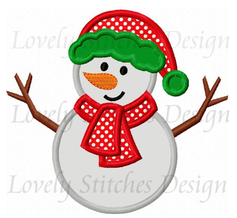 Christmas Snowman Applique Machine Embroidery Design NO0578 Etsy