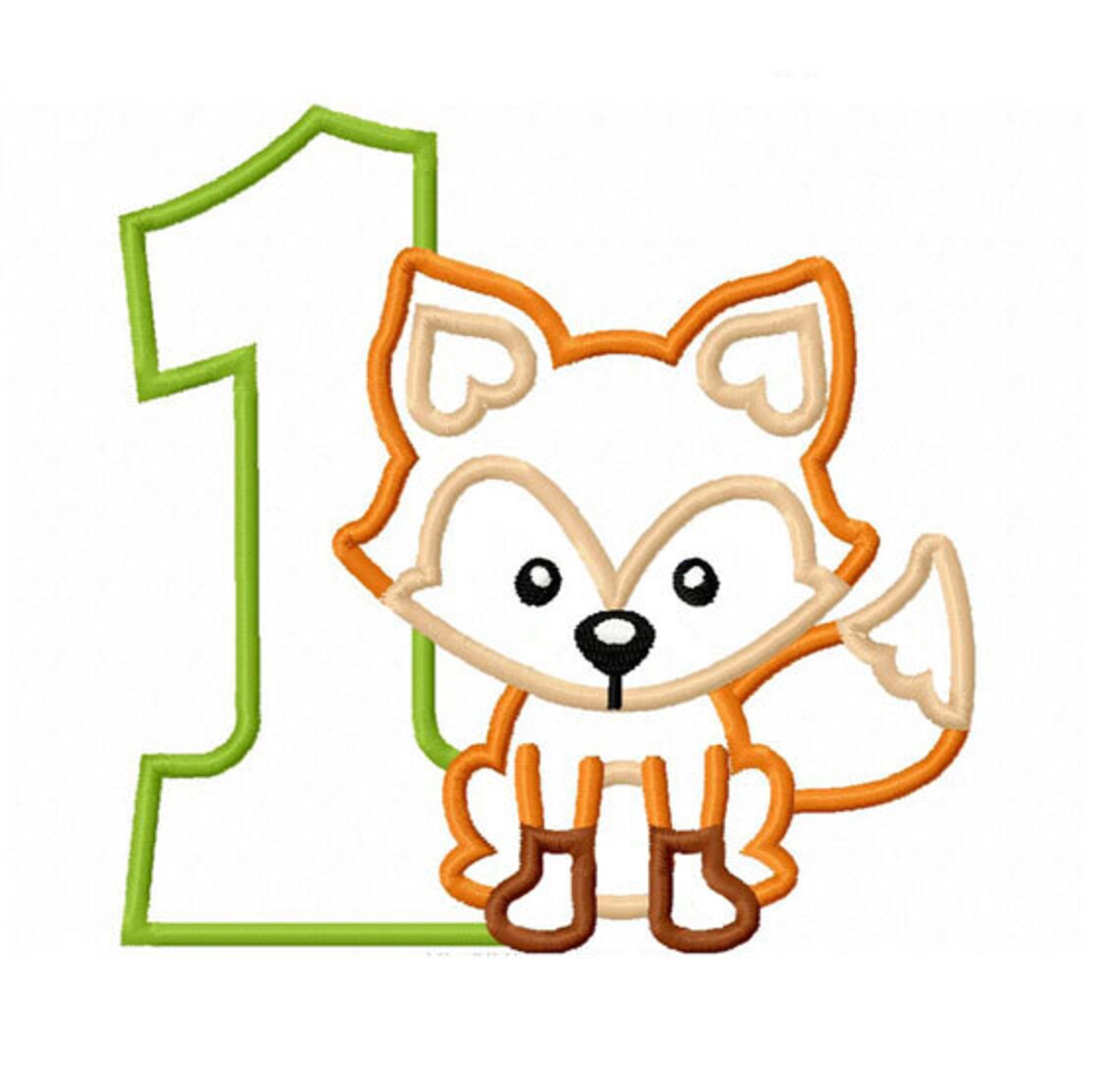 Fox Number 1/ First Birthday Applique Machine Embroidery Etsy