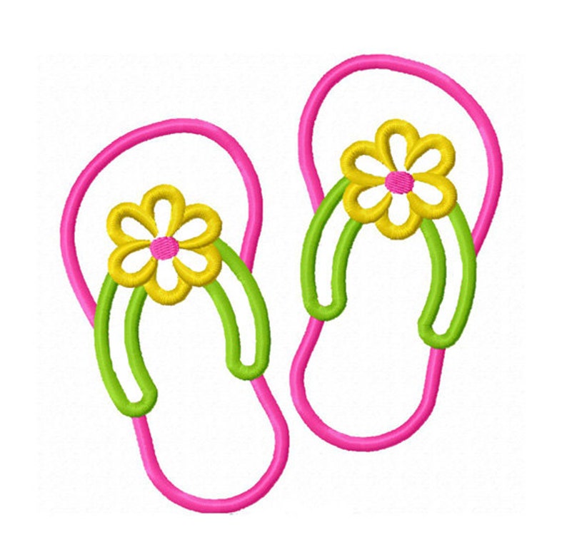 Flower Flip Flops Applique Machine Embroidery Design NO:0179 | Etsy