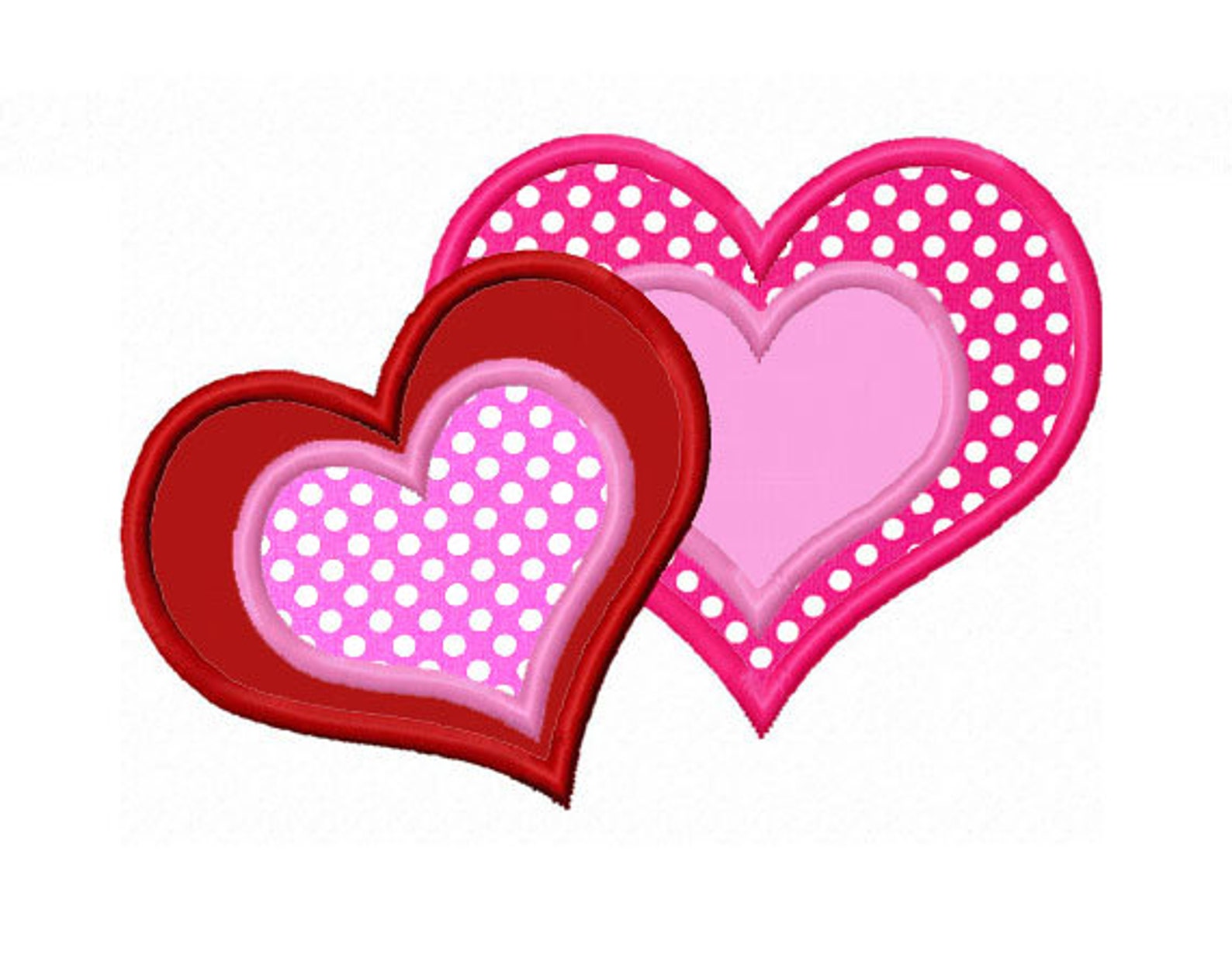 Two Hearts Applique Machine Embroidery Design NO0117 Etsy