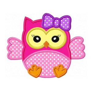 Girl Baby Owl Applique,Owl Embroidery,Machine Embroidery Design NO:0144