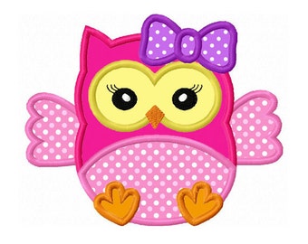 Girl Baby Owl Applique,Bordado de búho,Diseño de bordado a máquina NO: 0144