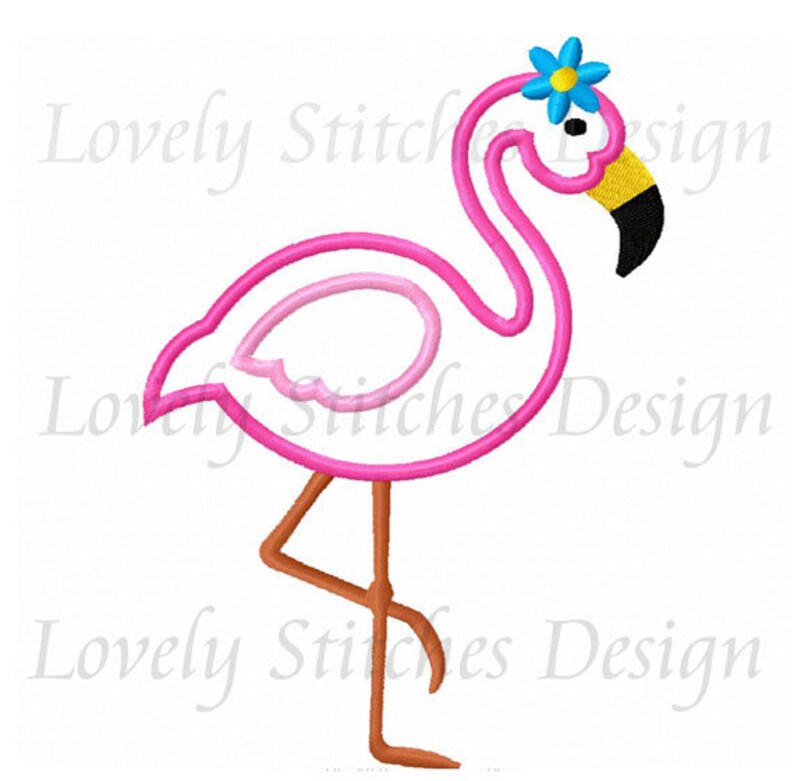 Flamingo Applique Machine Embroidery Design NO0596 Etsy