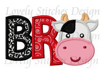 Brother Cow Applique Machine Embroidery Design NO:0701