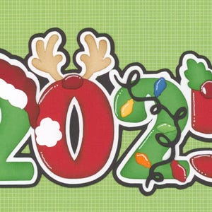 May include: A festive Christmas-themed graphic with the numbers 2025. The number 2 is green with a Santa hat, the 0 is red with reindeer antlers, the 2 is green with string lights, and the 5 is red with holly. The background is a light green grid.