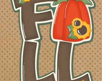 FALL PUMPKIN & SUNFLOWERS.  Scrapbook Embellishment. Handmade die cut. Paper piecing.