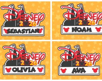 PERSONALIZED Disney Name Title. Add child's name and year you want. Scrapbook embellishment. Handmade die cut. Paper piecing.