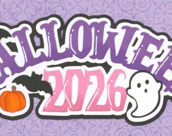 Purple HALLOWEEN 2026. Scrapbook embellishment. Handmade die cut. Paper piecing.
