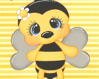 STANDING BEE. Cute for scrapbook pages, layouts, cards. Handmade paper piecing with layers of cardstock. Premade 3D die cut embellishment.