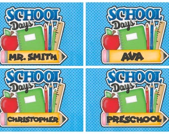 PERSONALIZED SCHOOL DAYS Title. Add child's name, grade, school, or teacher. Scrapbook embellishment. Handmade die cut. Paper piecing.