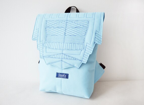Backpack Light Blue Hipster Backpack Rucksack Cycling Bag Everyday Small Mini Backpack Zurichtoren Geometric Simple Minimalist Baby Blue Bag Etsy Ireland