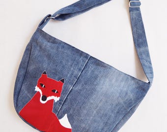 Bike crossbody bag bike messenger bag cycling bag applique fox animal cute woodland 1.1 BASIC COLLECTION