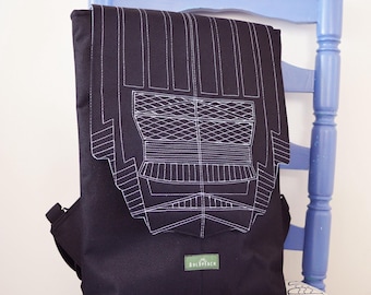 Sac à dos unisexe imperméable et résistant à l'eau en cordura noir hipster sac à dos sac à dos de vélo de tous les jours grand sac à dos Zurichtoren géométrique