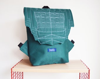 Backpack green hipster backpack rucksack cycling bag everyday small mini backpack Zurichtoren geometric simple minimal rucksack emerald bag