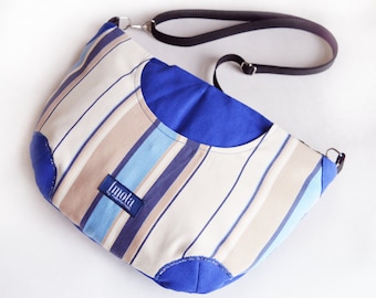 Striped blue purse crossbody bag concealed carry purse messenger bag canvas bag shoulder bag hobo bag royal blue purse beige strips sapphire