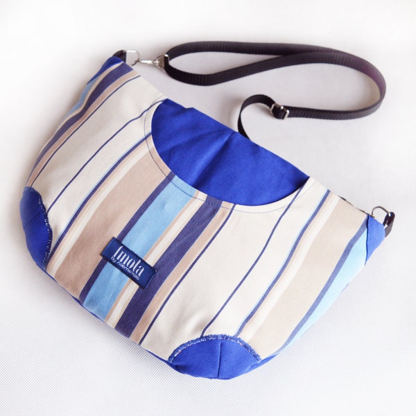 Striped blue purse crossbody bag concealed carry purse messenger bag canvas bag shoulder bag hobo bag royal blue purse beige strips sapphire