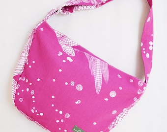 Bolso bandolera para bicicleta color rosa fucsia y blanco