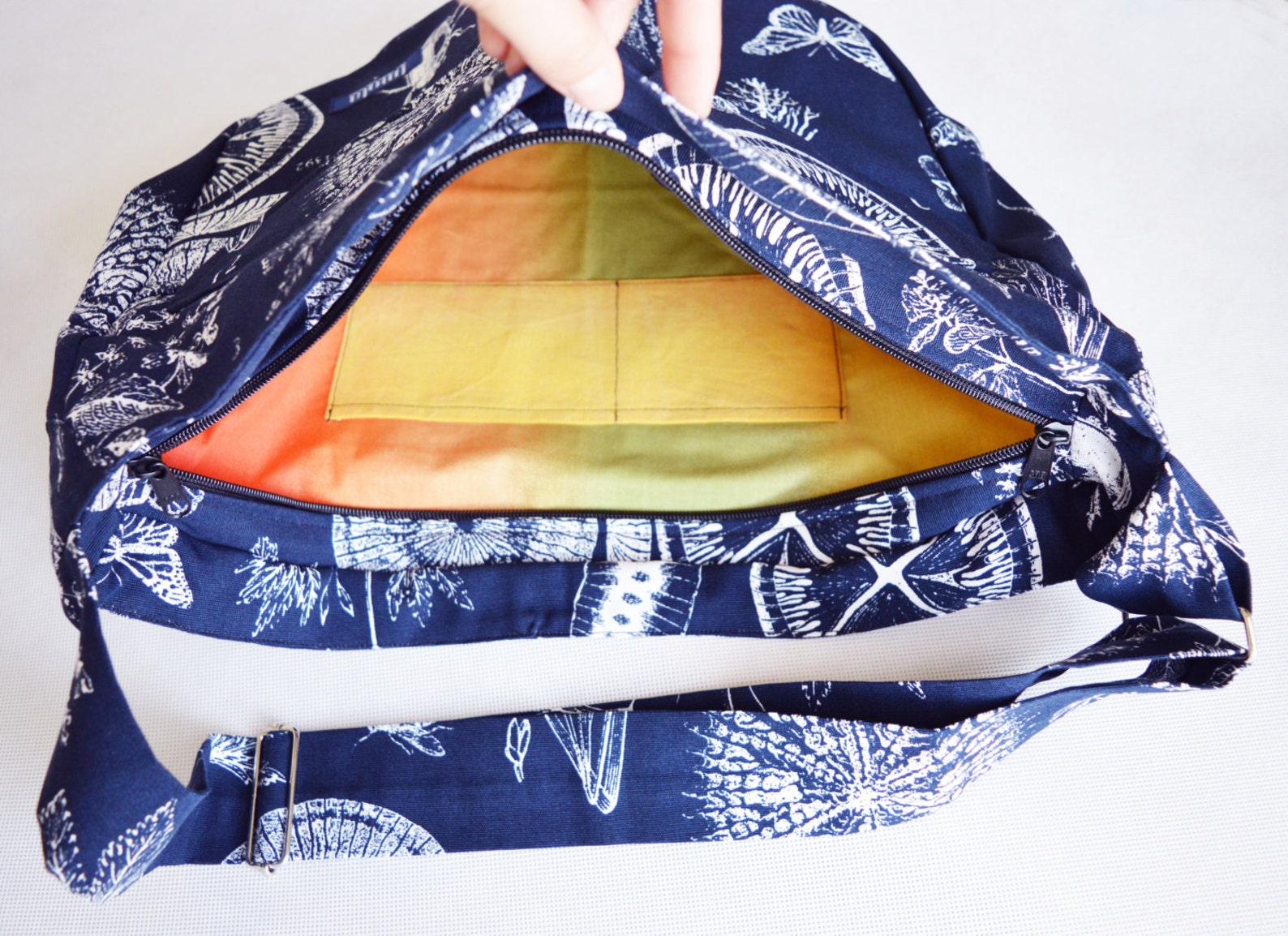 Crossbody Bag Bike Messenger Bag Blue White With Natural Etsy