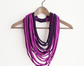 Purple necklace neck ornament loop scarf infinity scarf round scarf playful upcycled eco-friendly