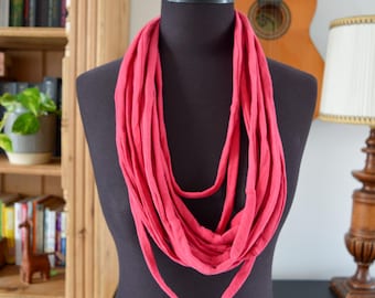 Fuchsia pink necklace neck ornament loop scarf infinity scarf round scarf OOAK