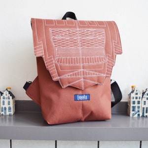 Sac à dos unisexe marron hipster sac à dos sac à dos de vélo imperméable petit mini sac à dos Zurichtoren géométrique simple minimal marron chaud
